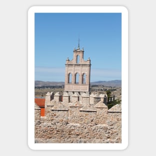 Bell tower with city walls, Avila, Castile-Leon, Spain, Europe Sticker